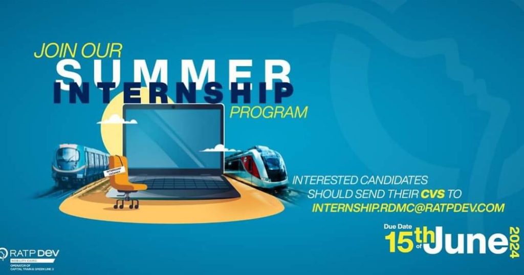 Summer Internship program 2024 RATP Dev Mobility Cairo.